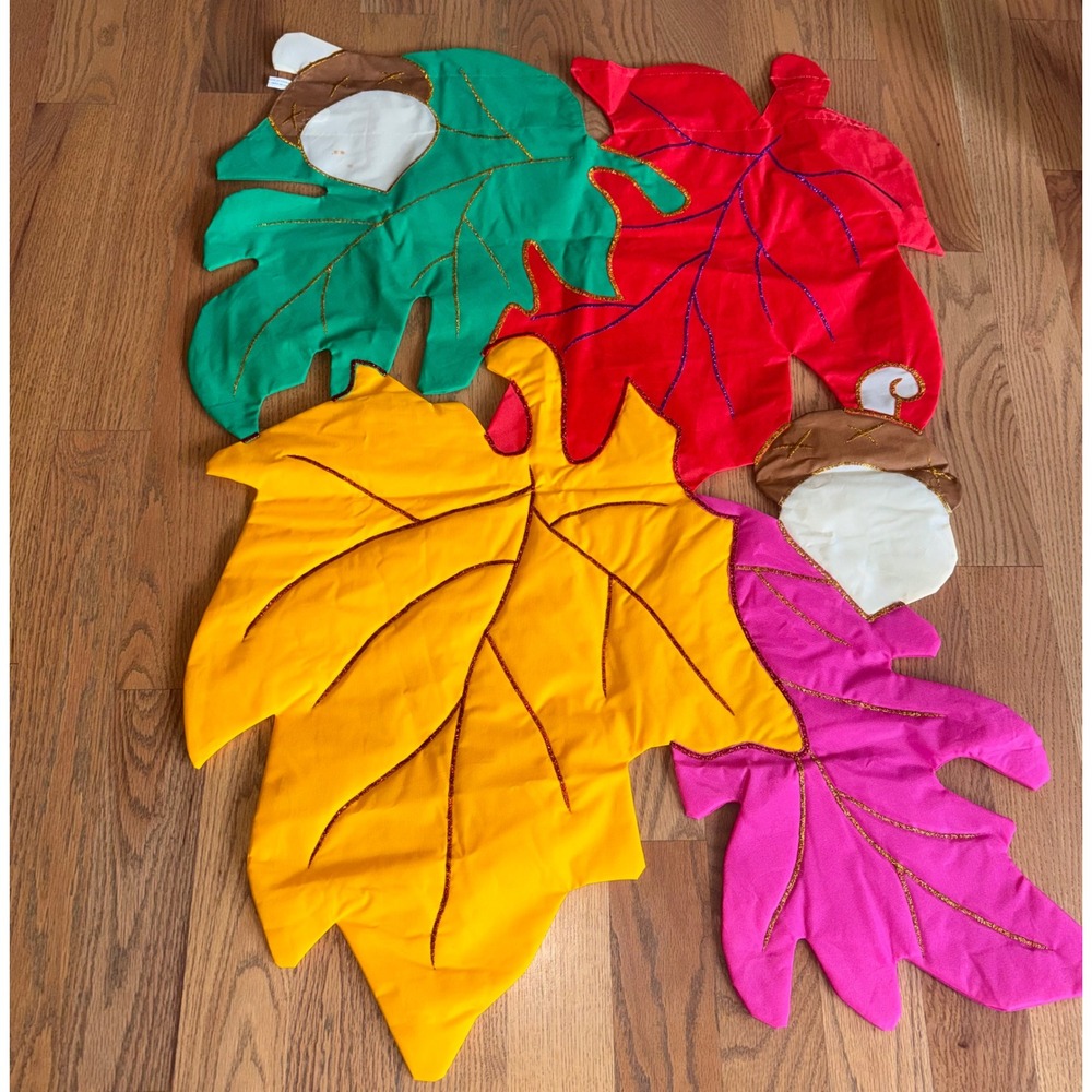 Autumn Leaves Acorn Garden Flag Fall Harvest Outdoor Decor Metallic Embroidery